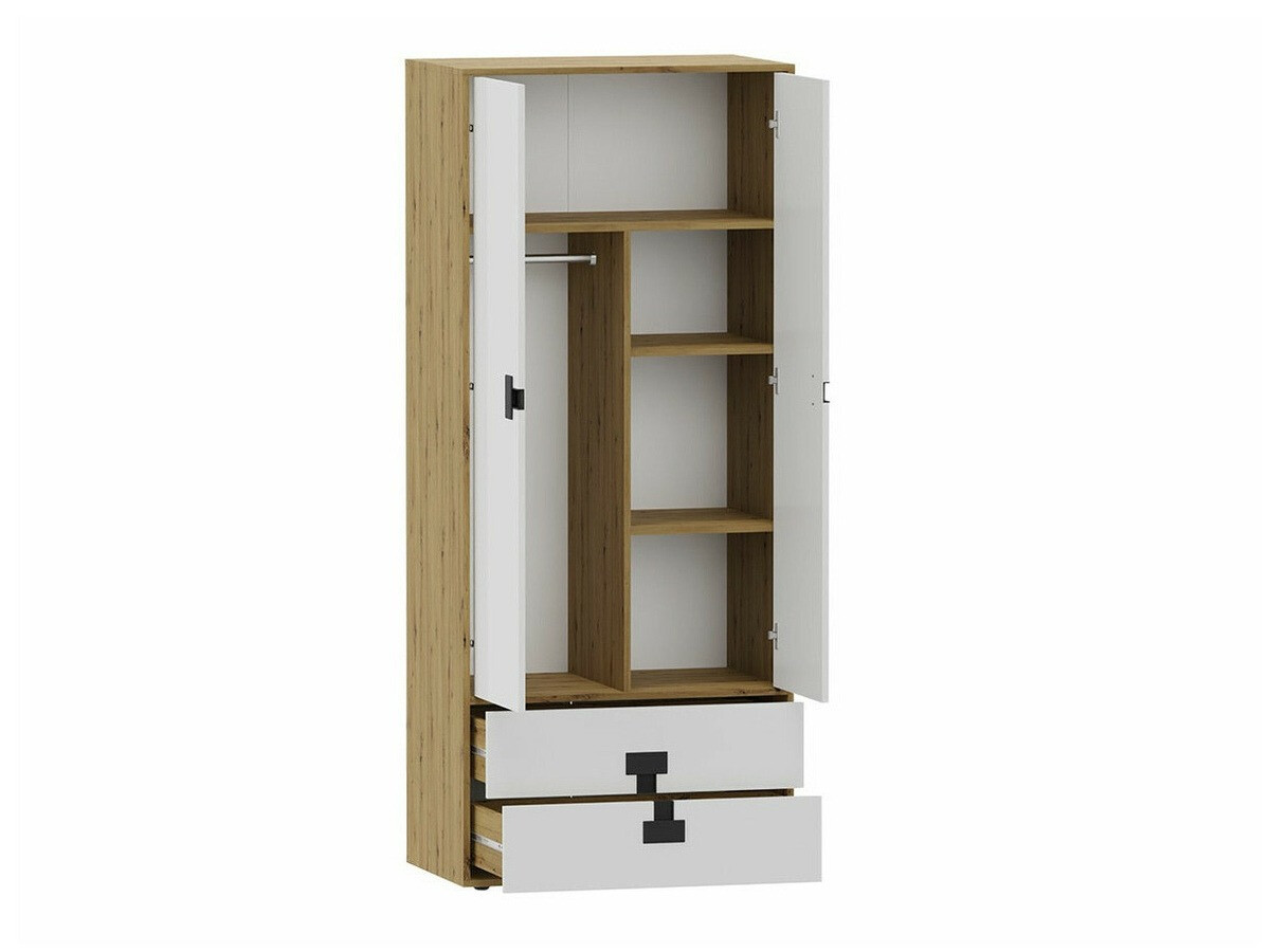 Gardróbszekrény Florevi 113 (Matt fehér + Artisan tölgy)