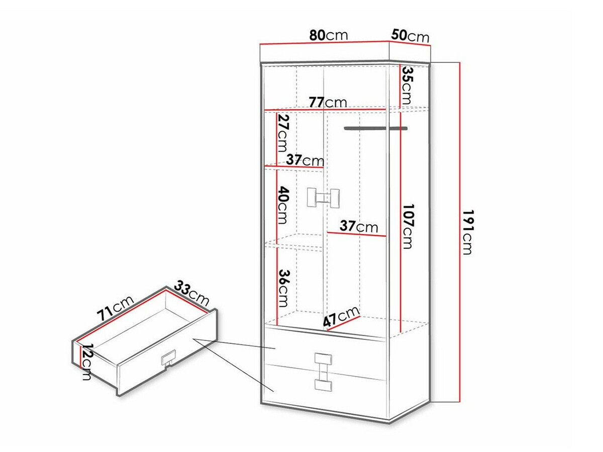 Gardróbszekrény Florevi 113 (Matt fehér + Artisan tölgy)
