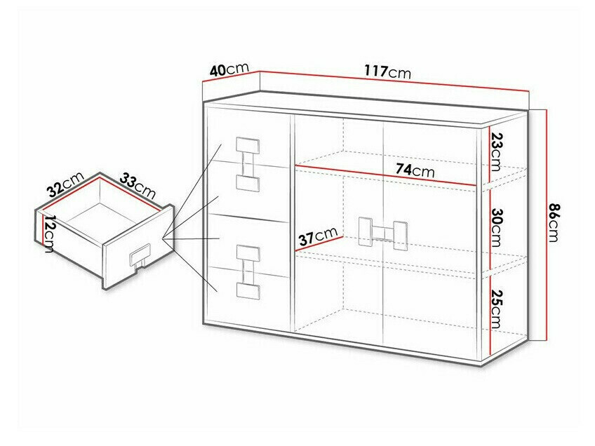 Komód Florevi 102 (Matt fehér + Artisan tölgy)