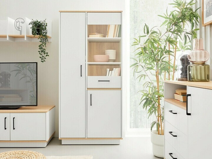 Könyvespolc Omaha T119 (Világos tölgy + Fehér)