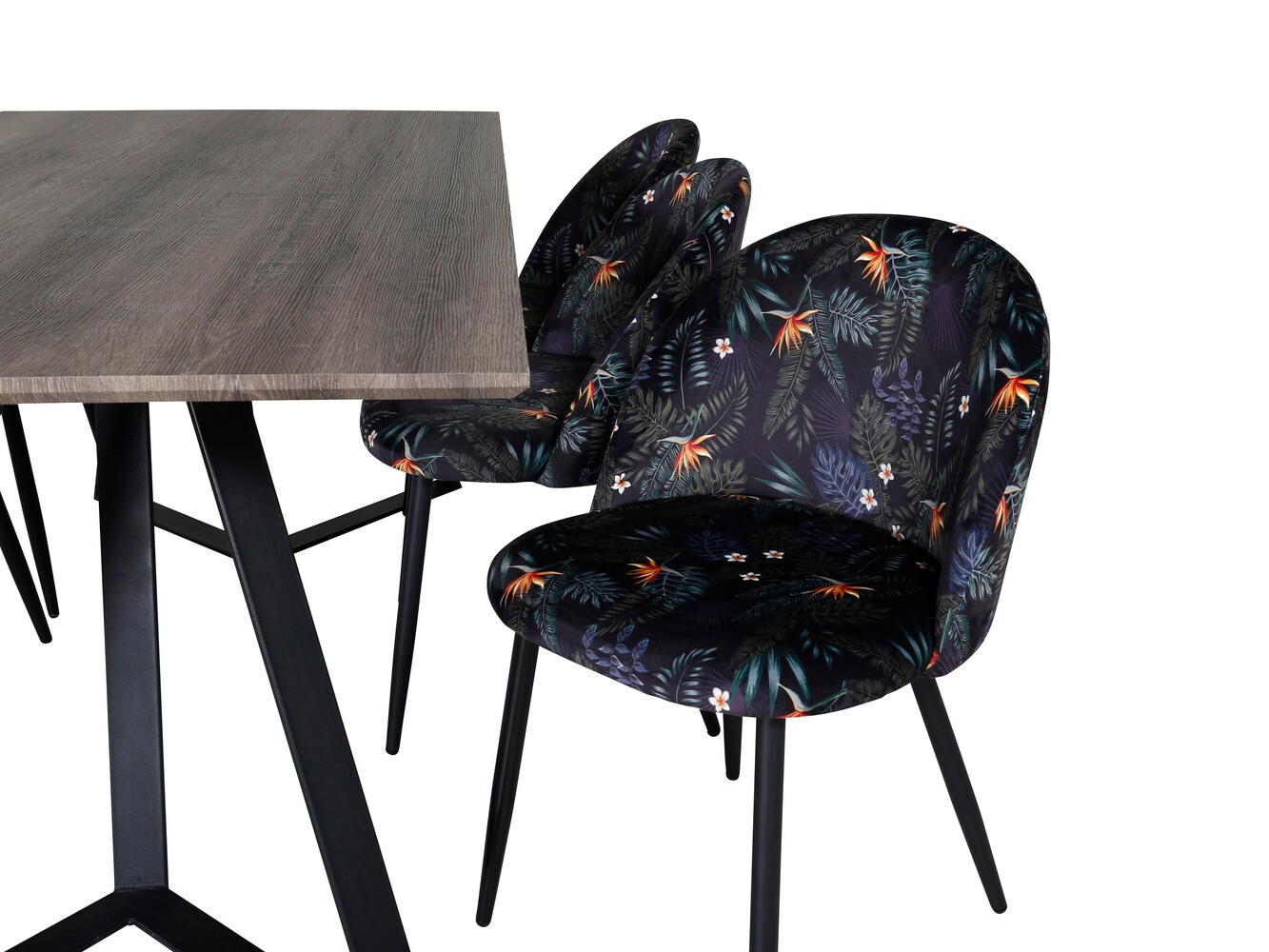 Étkezőgarnitúra Dallas 340 (Virágos minta + Fekete)