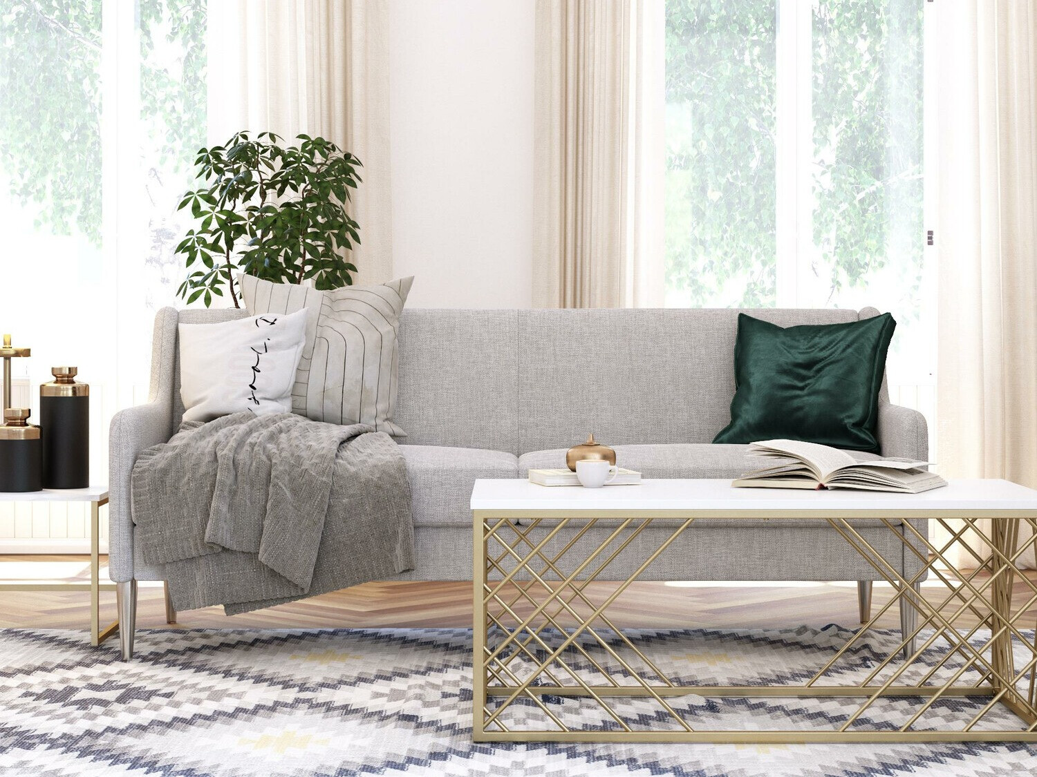 Kanapé CosmoLiving by Cosmopolitan 124 (Világosszürke + Ezüst)