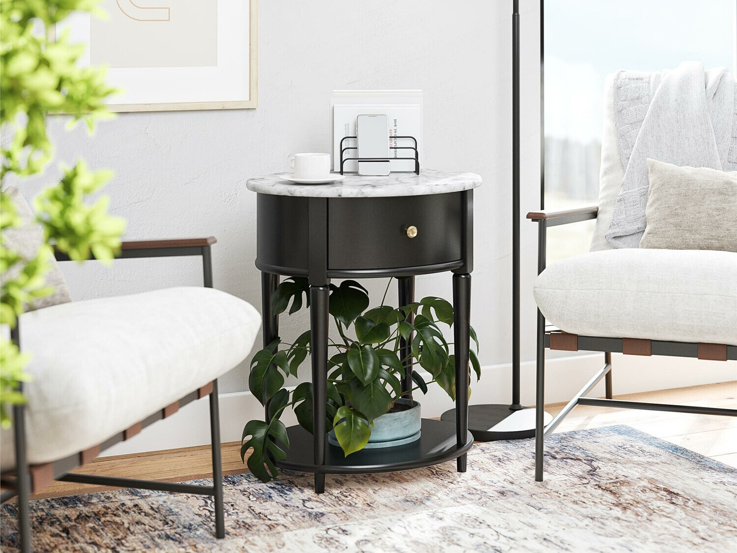 Kisasztal Tulsa 233 (Fekete + Fehér márvány)