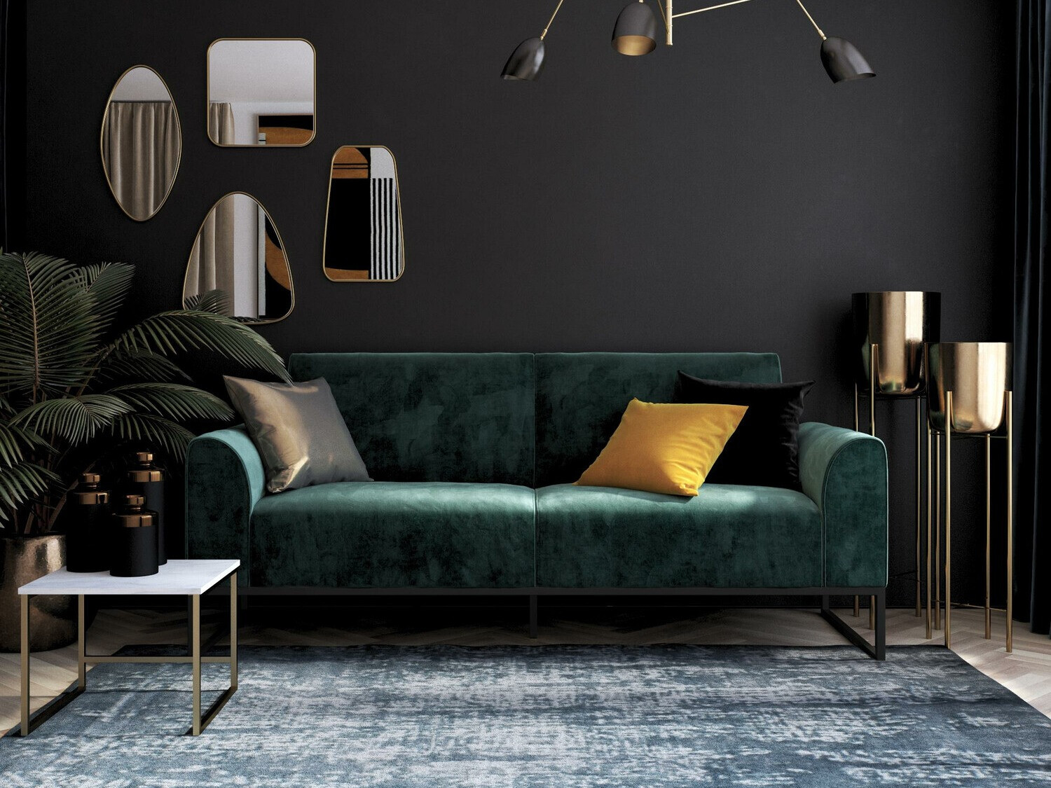 Kanapéágy CosmoLiving by Cosmopolitan 125 (Fekete + Zöld)