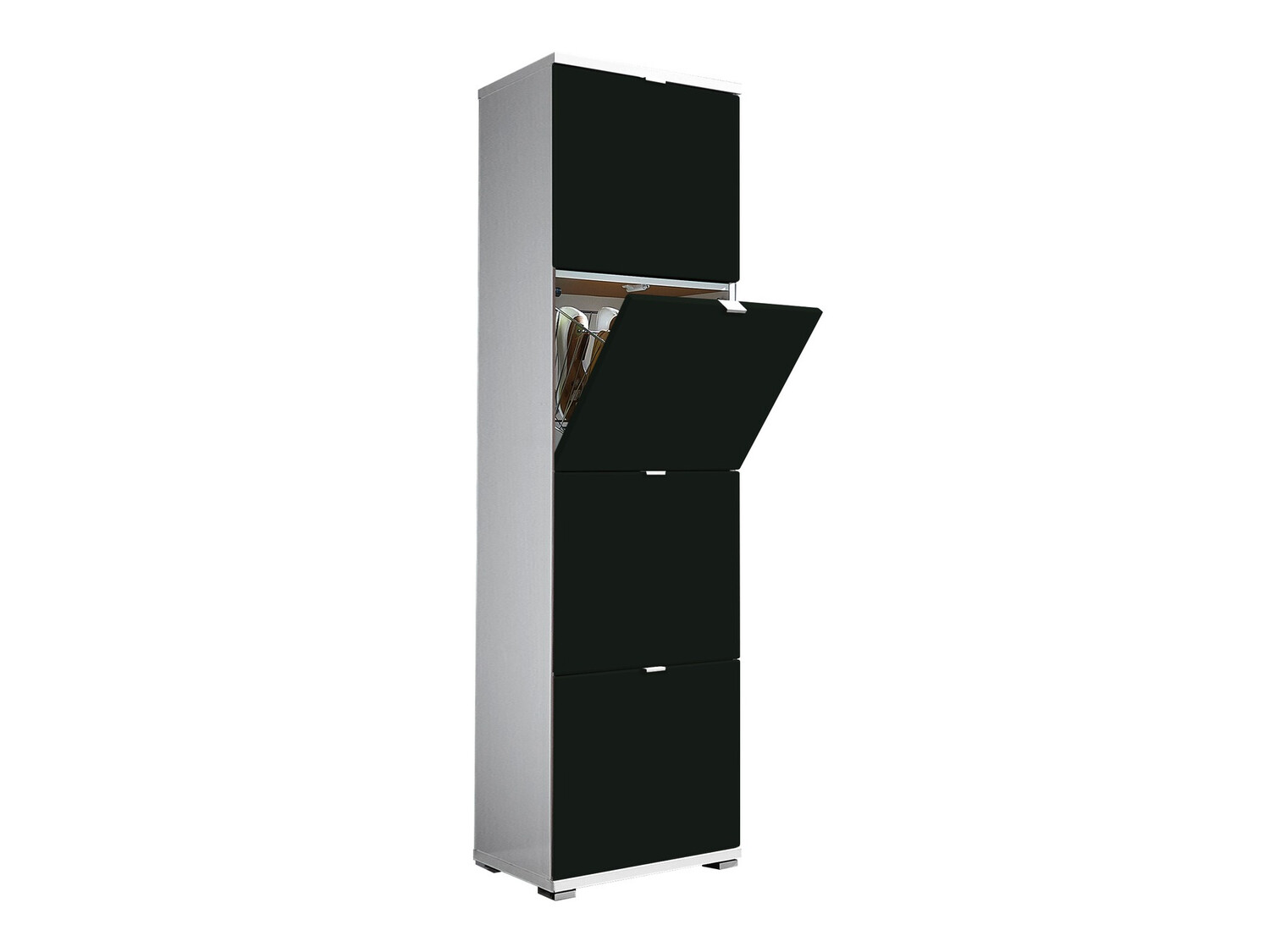 Cipőtároló Veltena 107 (Fényes fehér + Fekete)