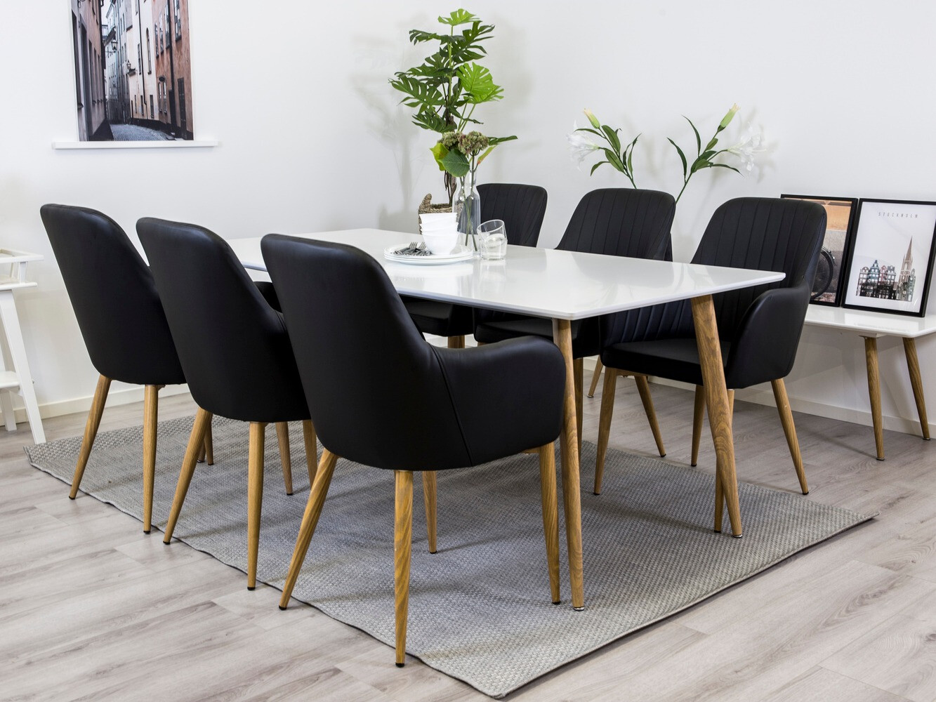 Étkezőgarnitúra Dallas 358 (Fekete + Tölgy)