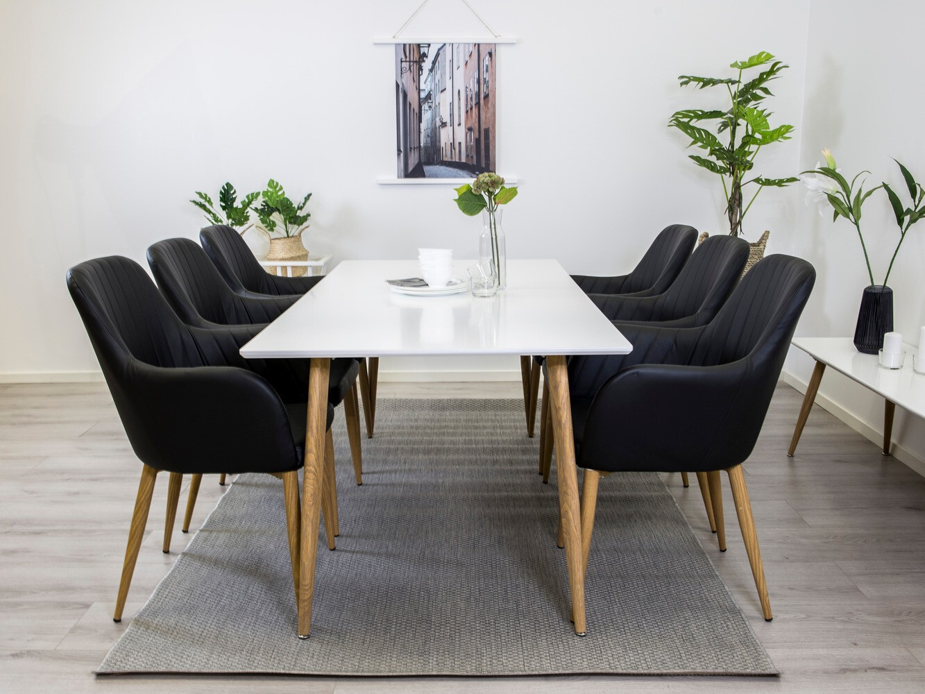 Étkezőgarnitúra Dallas 358 (Fekete + Tölgy)