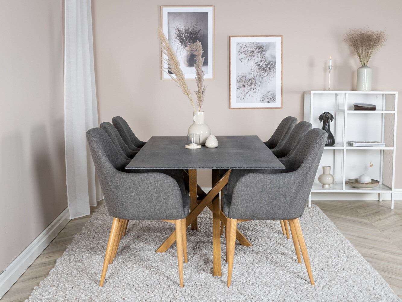 Étkezőgarnitúra Dallas 359 (Sötétszürke + Tölgy)