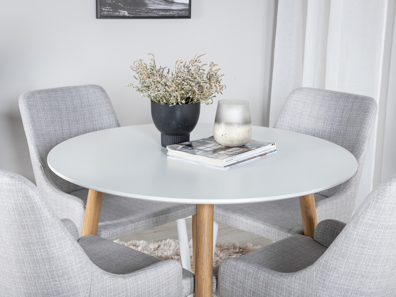 Étkezőgarnitúra Dallas 299 (Világosszürke + Fehér)