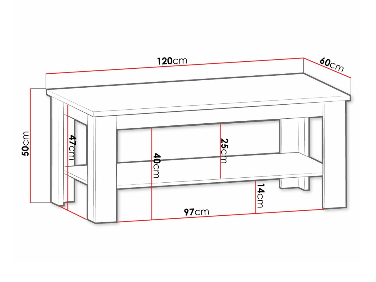 Dohányzóasztal Ferdore 126 (Szürke)