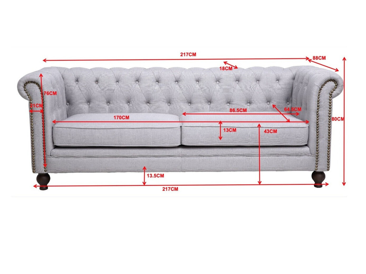 Chesterfield kanapé Dallas 255 (Kék)