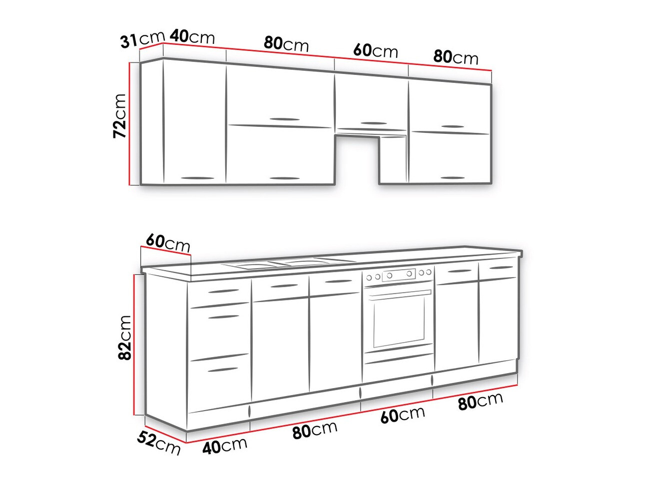 Moduláris konyha szett Wood White 138