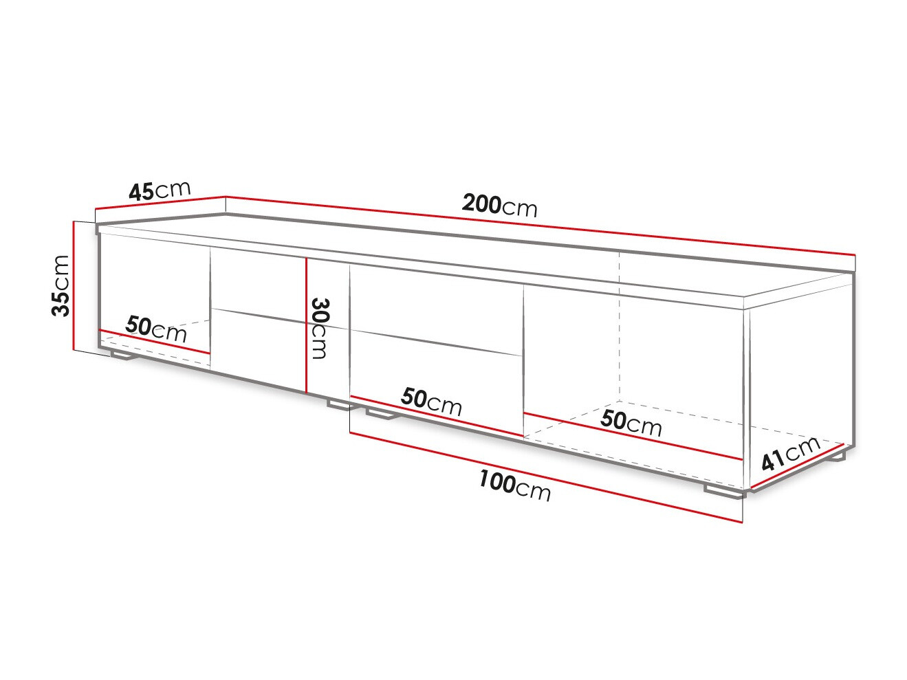 TV-állvány Hortus (Fehér + Fényes fehér)