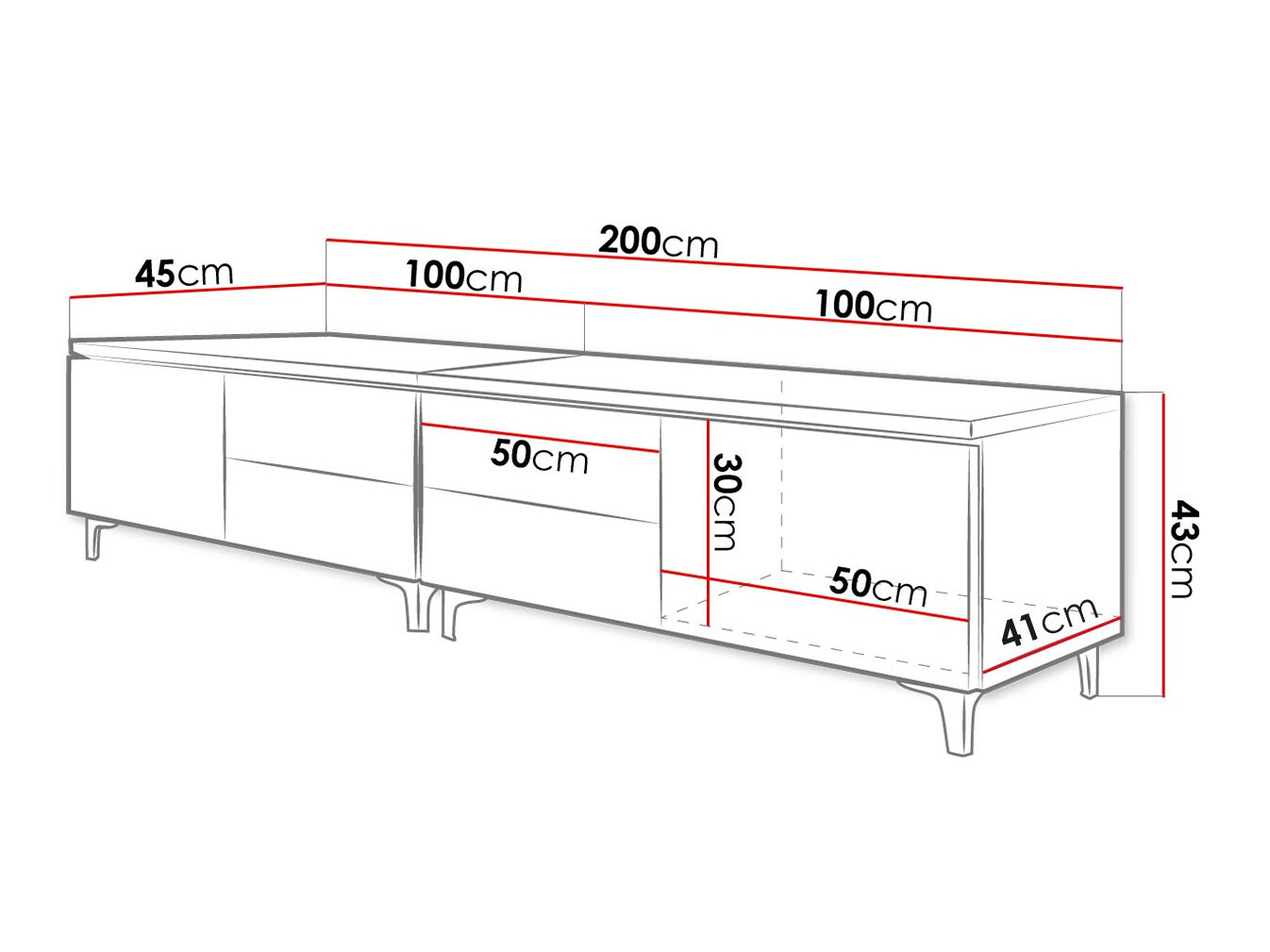 TV-állvány Nashville 128 (Fehér + Fényes fehér)