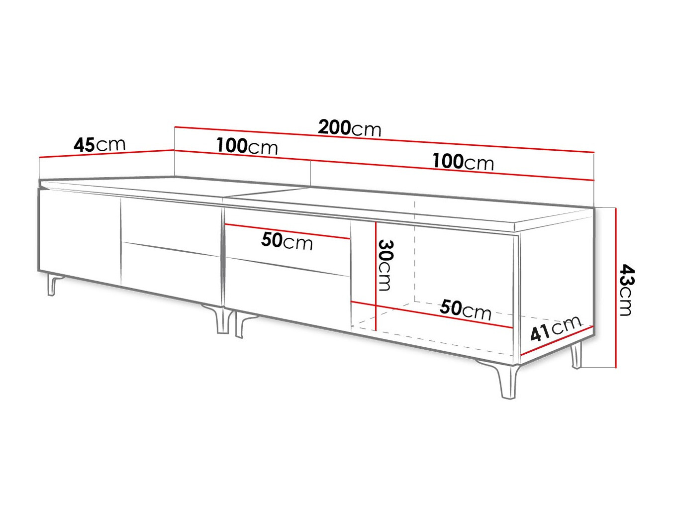 TV-állvány Nashville 128 (Fehér + Fényes szürke)