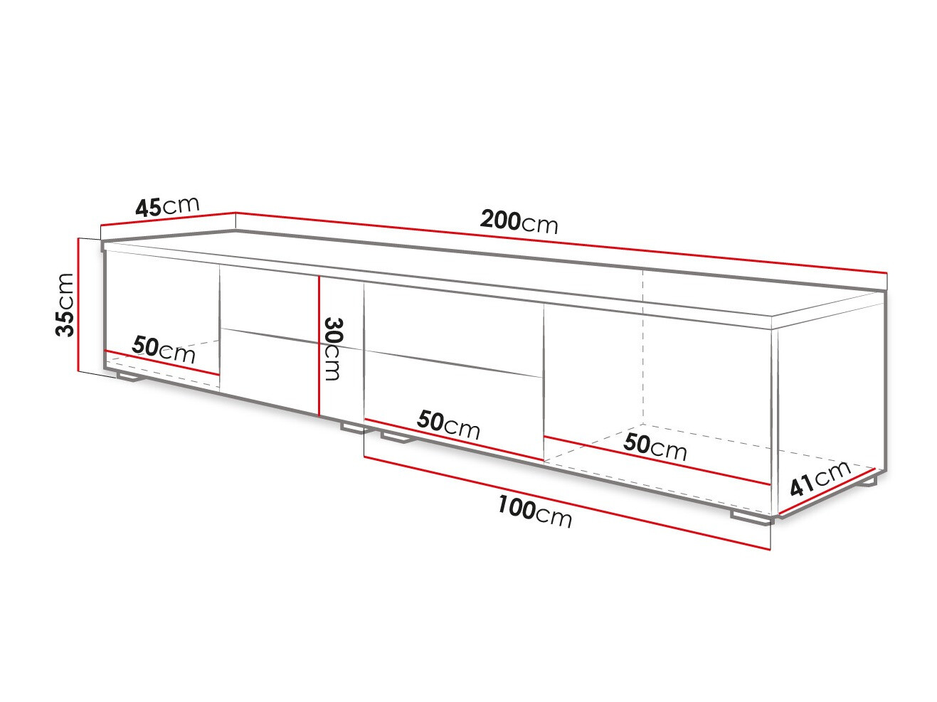TV-állvány Nashville 129 (Fehér + Fényes fekete)