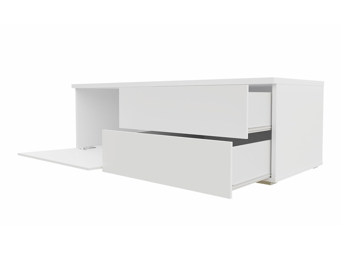 TV-állvány Nashville 129 (Fehér + Fényes fekete)