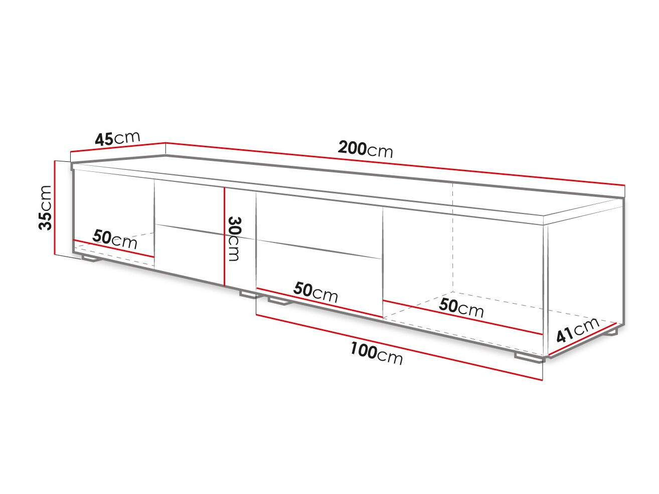 TV-állvány Nashville 129 (Fehér + Fényes szürke)