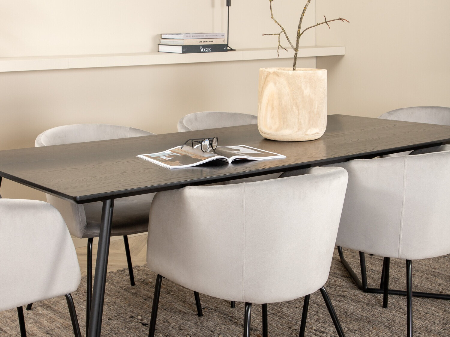 Étkezőgarnitúra Dallas 2569 (Világosszürke + Fekete)