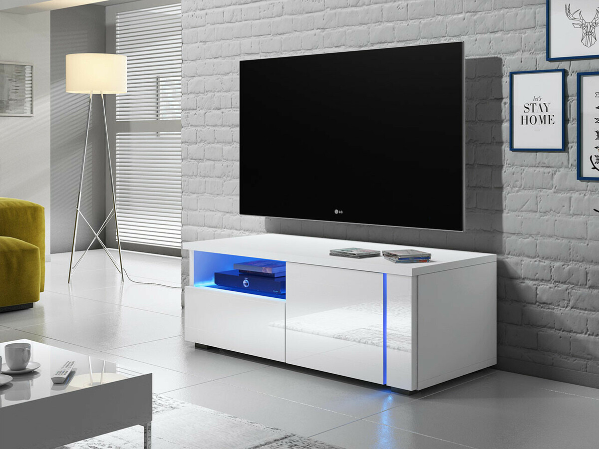 TV-állvány Nashville 132 (Fehér + Fényes fehér)