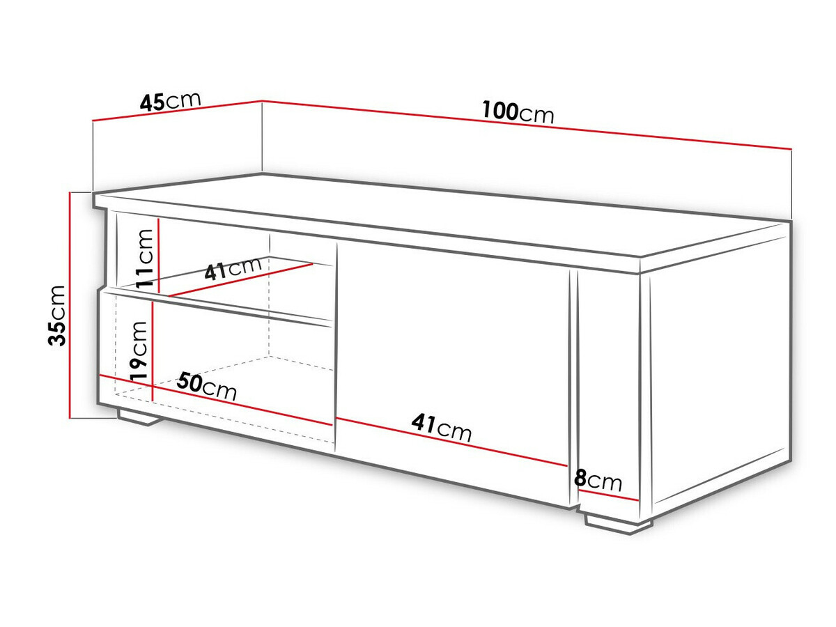 TV-állvány Nashville 132 (Fehér + Fényes fehér)
