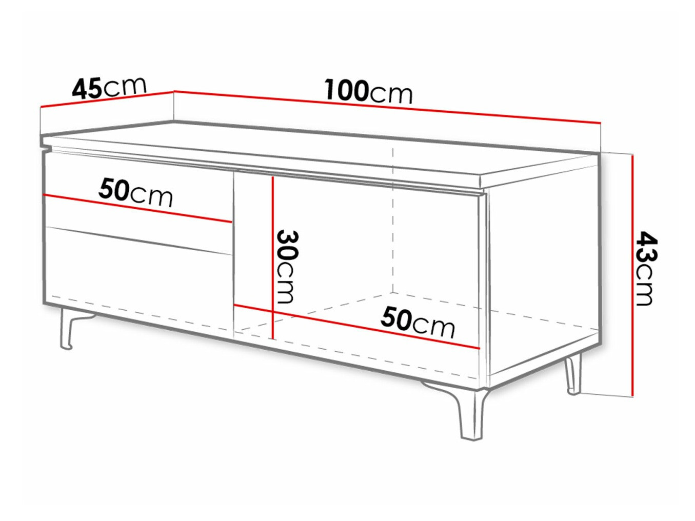 TV-állvány Uva VI (Fehér + Fényes fehér)