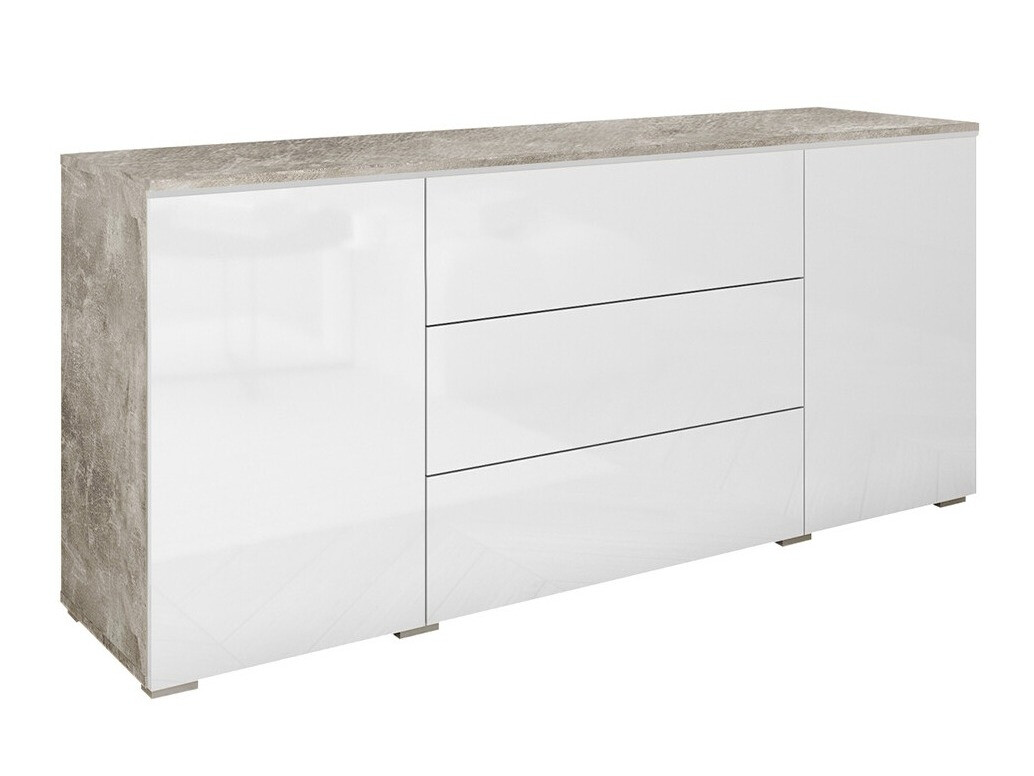 Komód Mirfivo 102 (Beton + Fényes fehér)