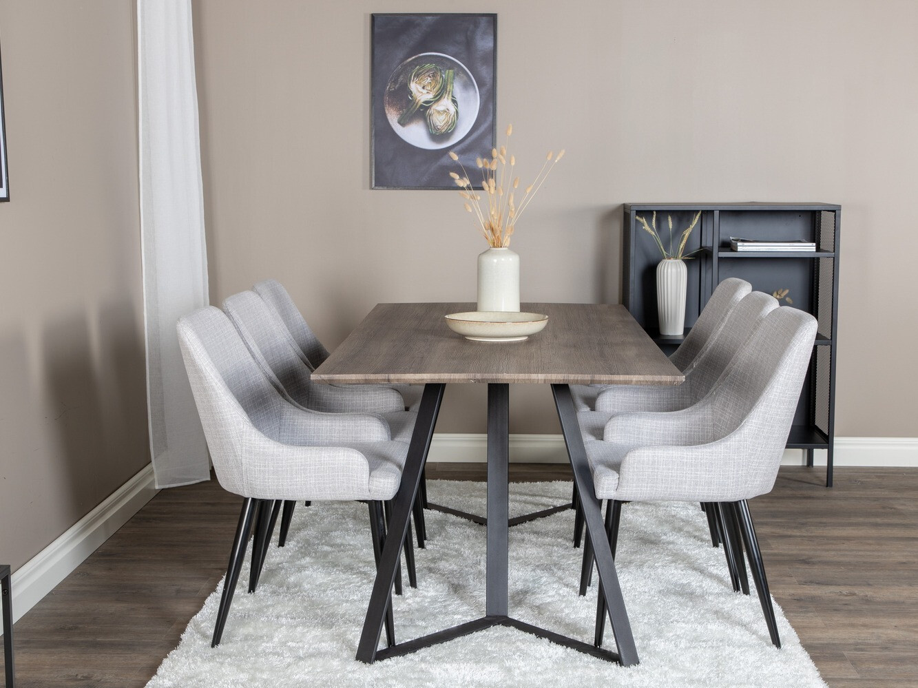 Étkezőgarnitúra Dallas 1345 (Világosszürke + Fekete)