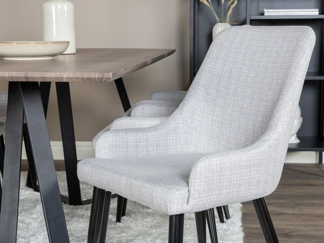 Étkezőgarnitúra Dallas 1345 (Világosszürke + Fekete)