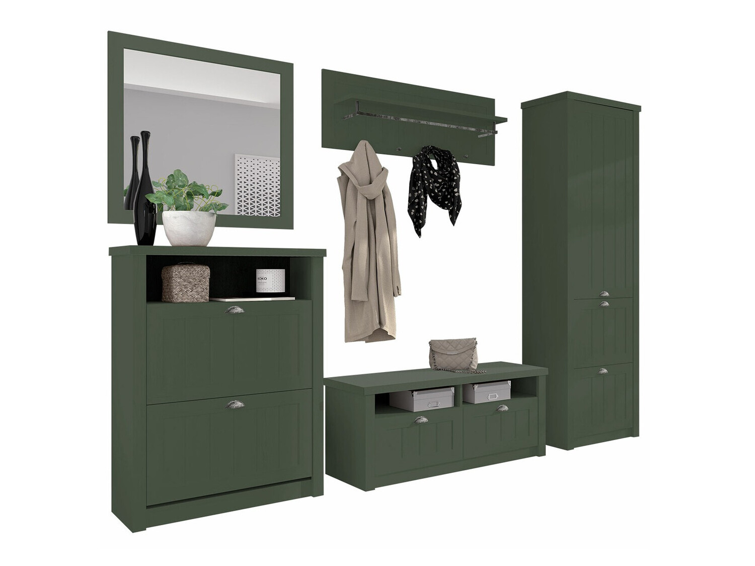 Előszoba garnitúra Ferdore 165 (Zöld)