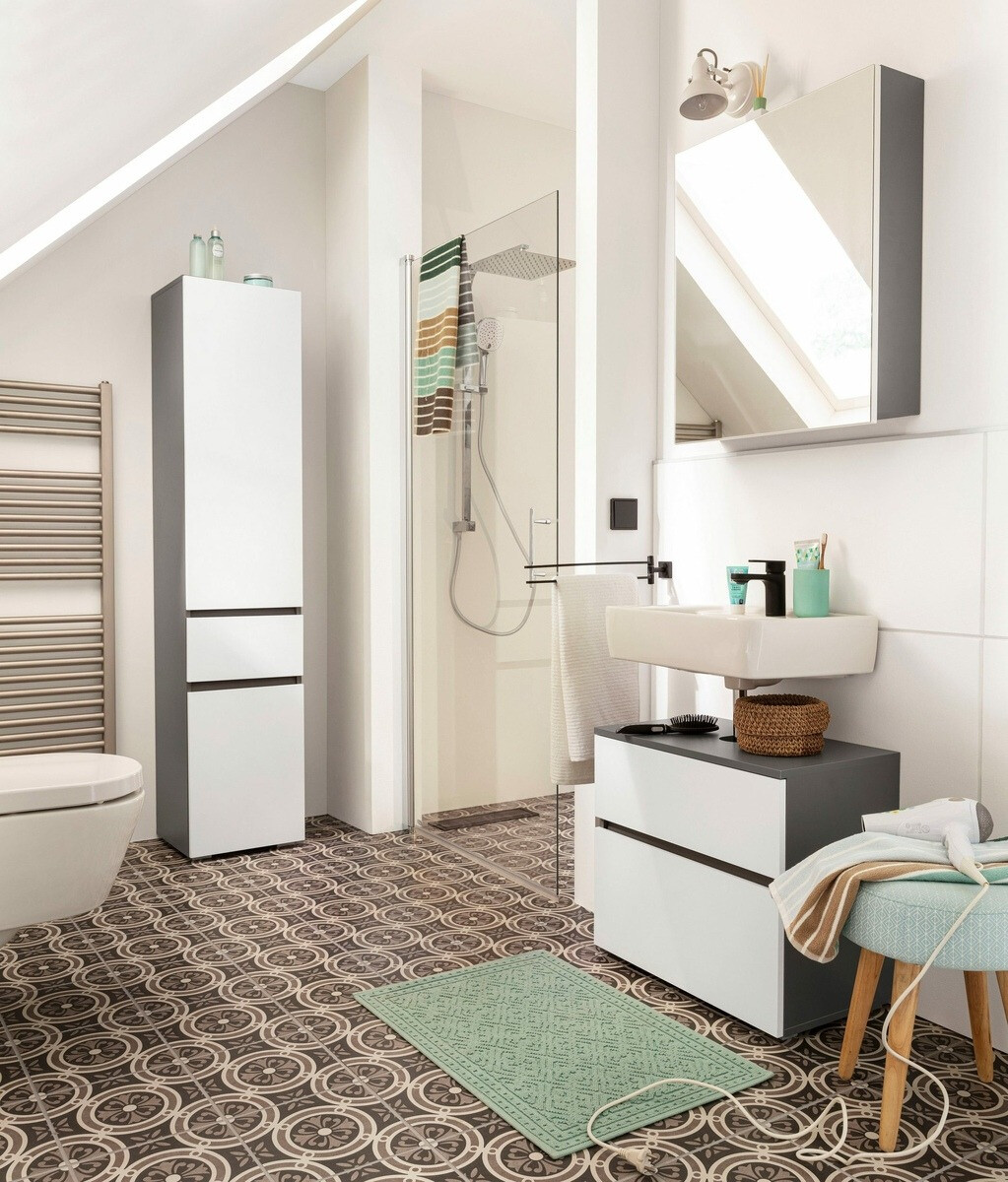 Beépített fürdőszoba szekrény Soncamu 106 (Fehér + Antracit)