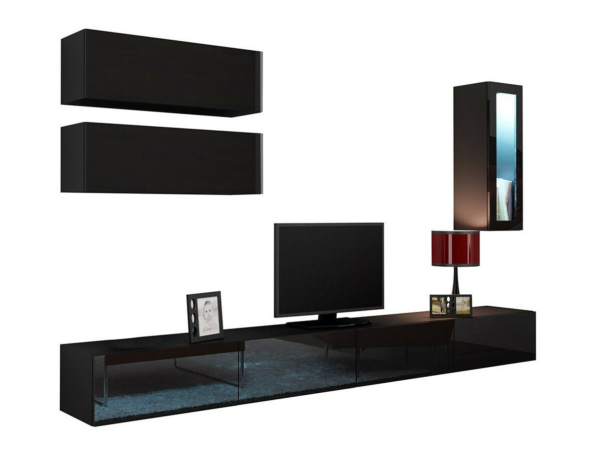 Nappali szett Venenou 137 (Fekete + Fényes fekete)