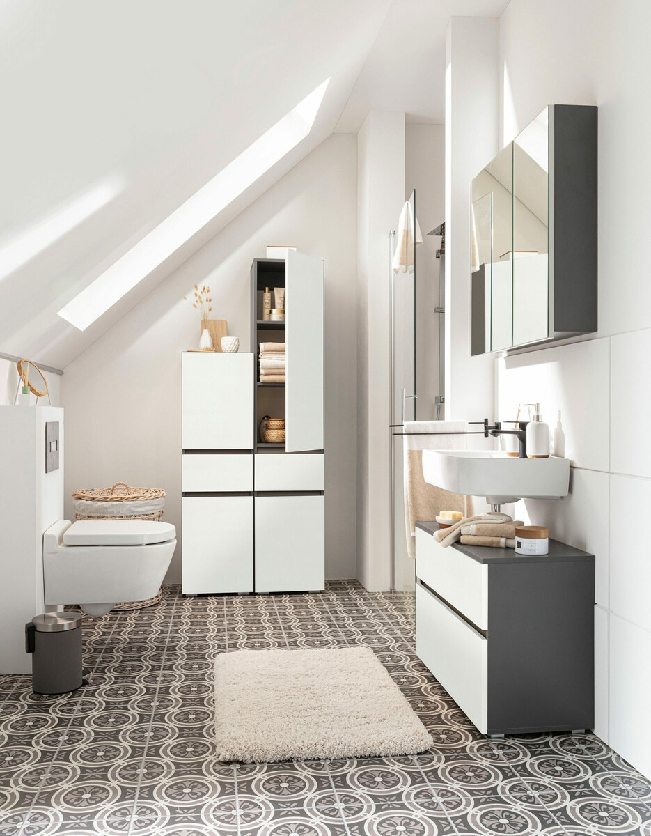 Mosdó alatti álló szekrény Soncamu 109 (Fehér + Antracit)