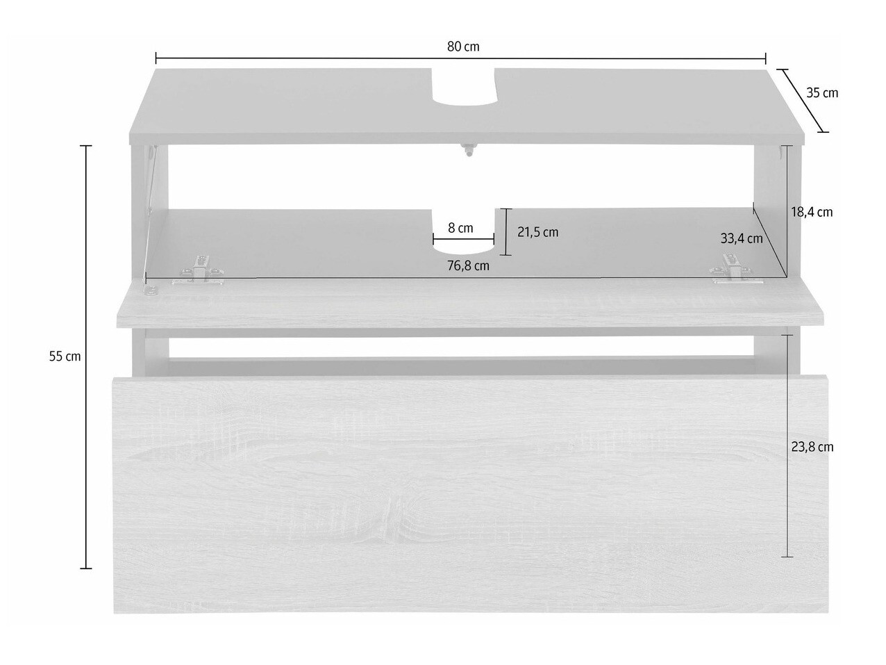Mosdó alatti álló szekrény Soncamu 109 (Fehér + Antracit)