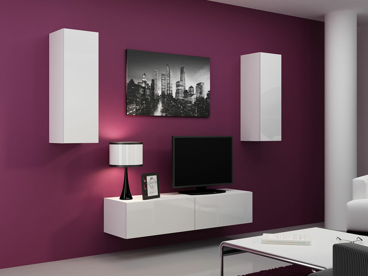 Nappali szett Venenou 141 (Fehér + Fényes fehér)