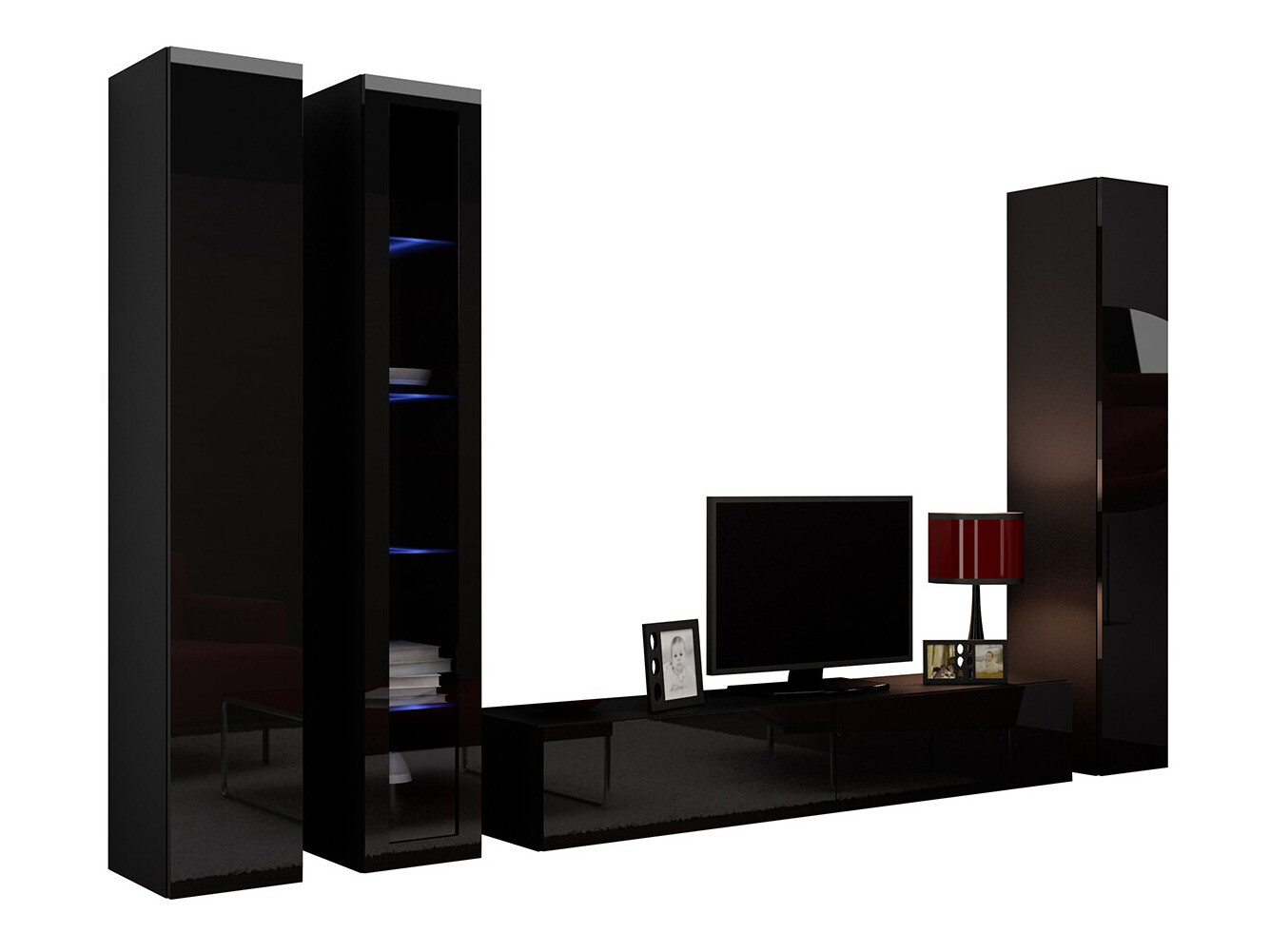 Nappali szett Venenou 101 (Fekete + Fényes fekete)