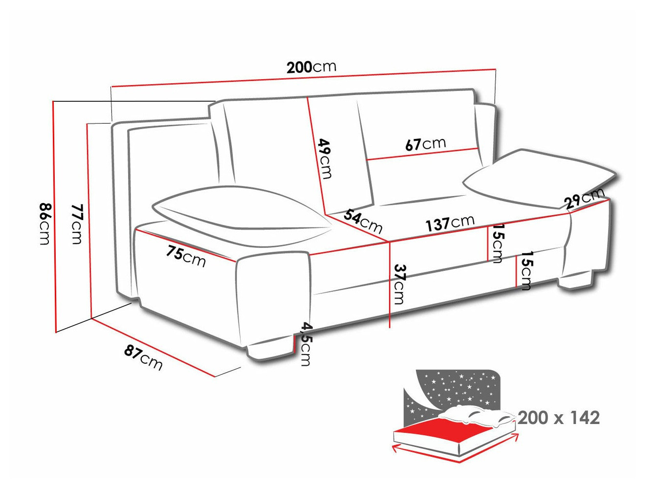 Kanapéágy Comfivo 145 (Fresh 30 + Senegal 809)