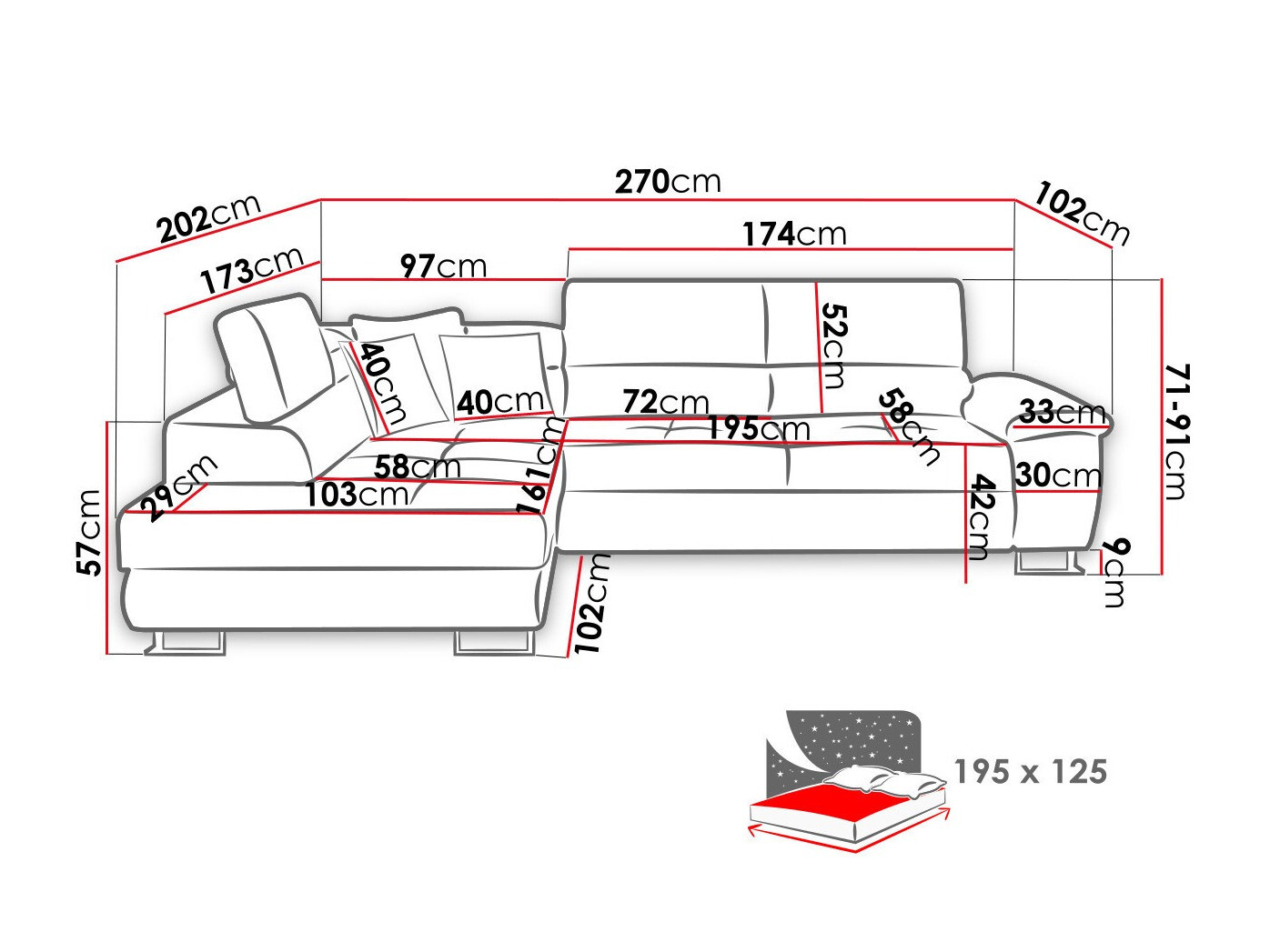 Sarokkanapé Comfivo Ruta II (Soft 017 + Lux 06 + Soft 017)
