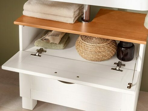 Mosdó alatti álló szekrény Ophlevu 102 (Fehér + Mézes tölgy)