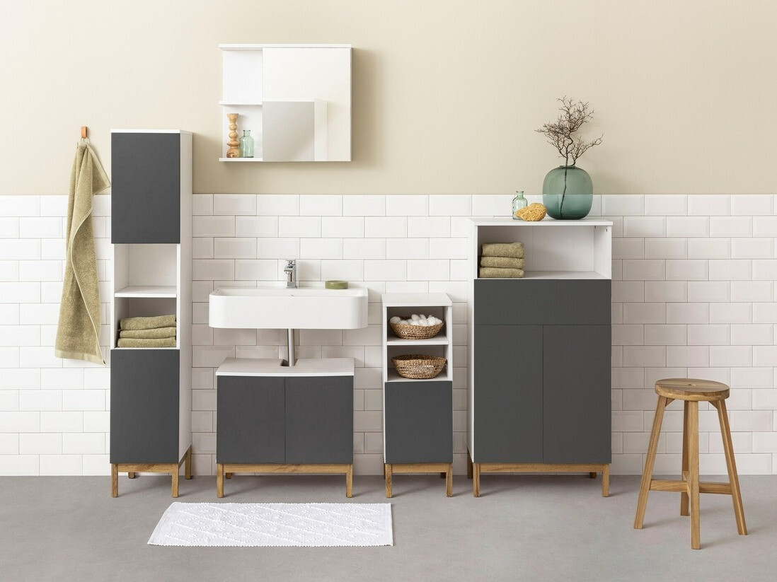 Beépített fürdőszoba szekrény Tolcami 100 (Fehér + Antracit)