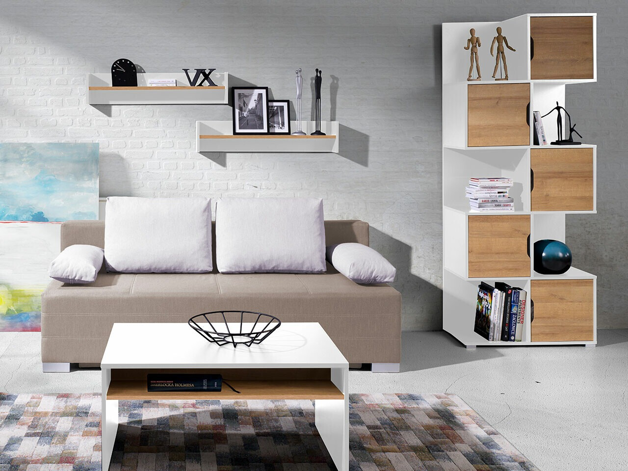 Nappali szett Providence H120 (Fehér + Arany tölgy)