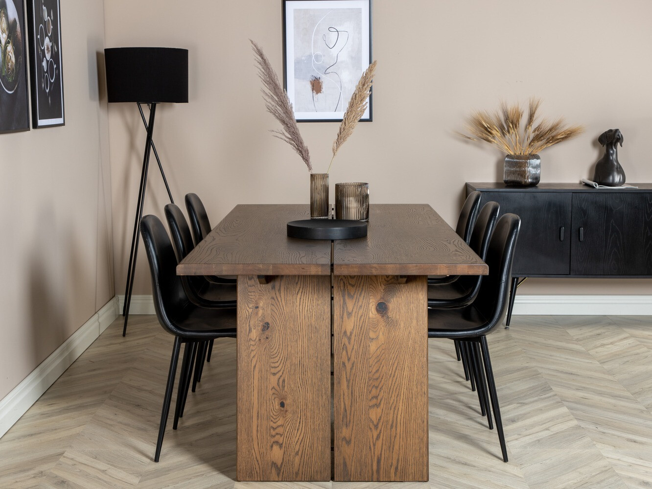 Étkezőgarnitúra Dallas 1841 (Sötét tölgy + Fekete)