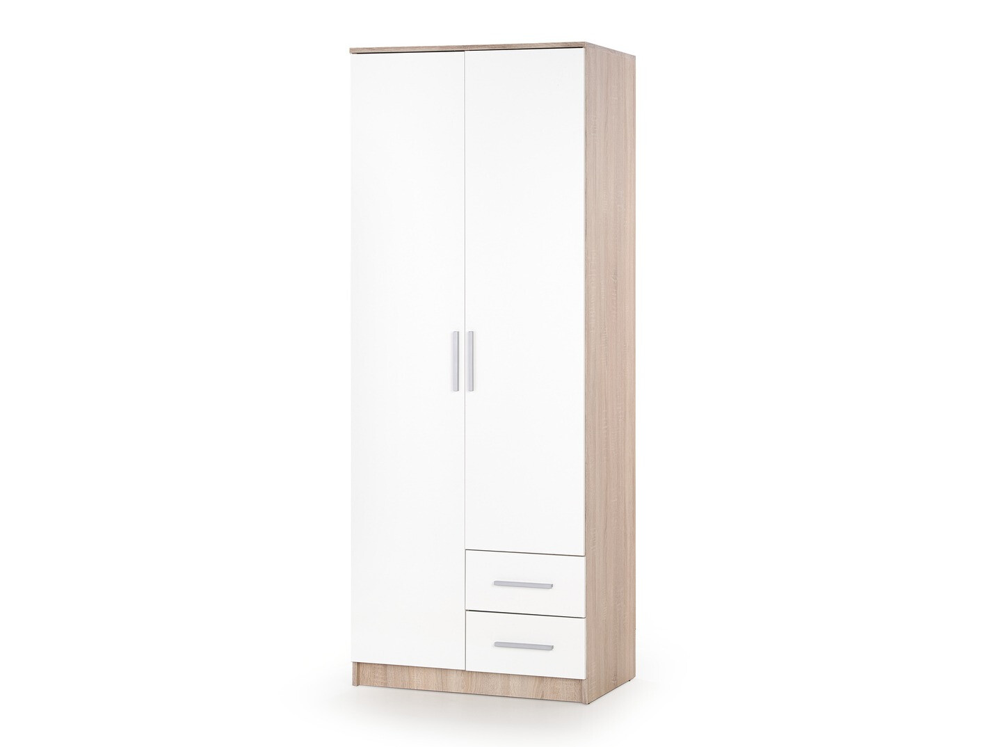Gardróbszekrény Cirveso 112 (Sonoma tölgy + Fényes fehér)