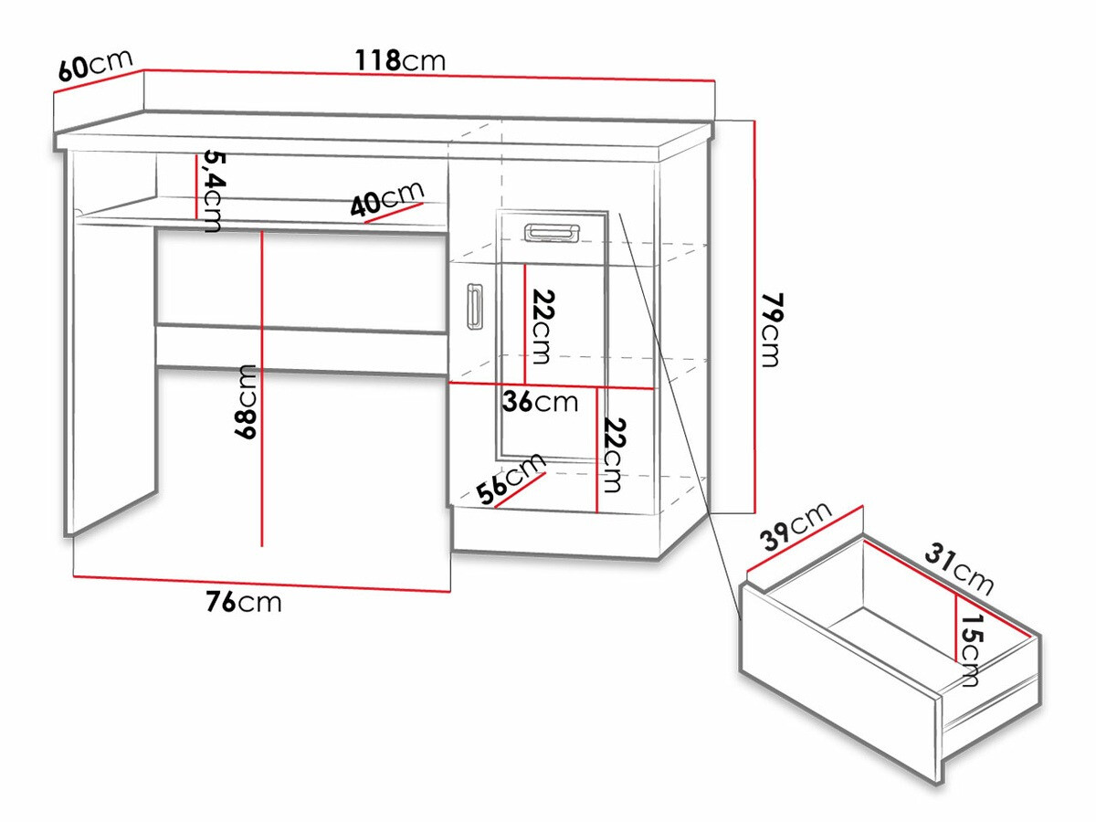 Íróasztal Lircava 114 (Lefkas tölgy)