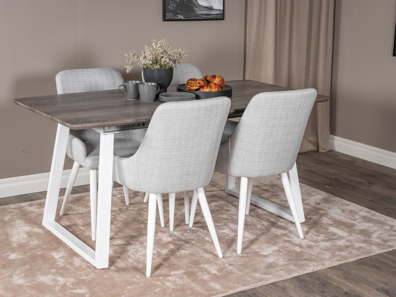 Étkezőgarnitúra Dallas 1978 (Fehér + Világosszürke)