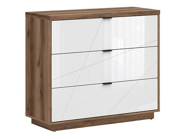 Komód Fivale 118 (Sötét delanói tölgy + Fényes fehér)