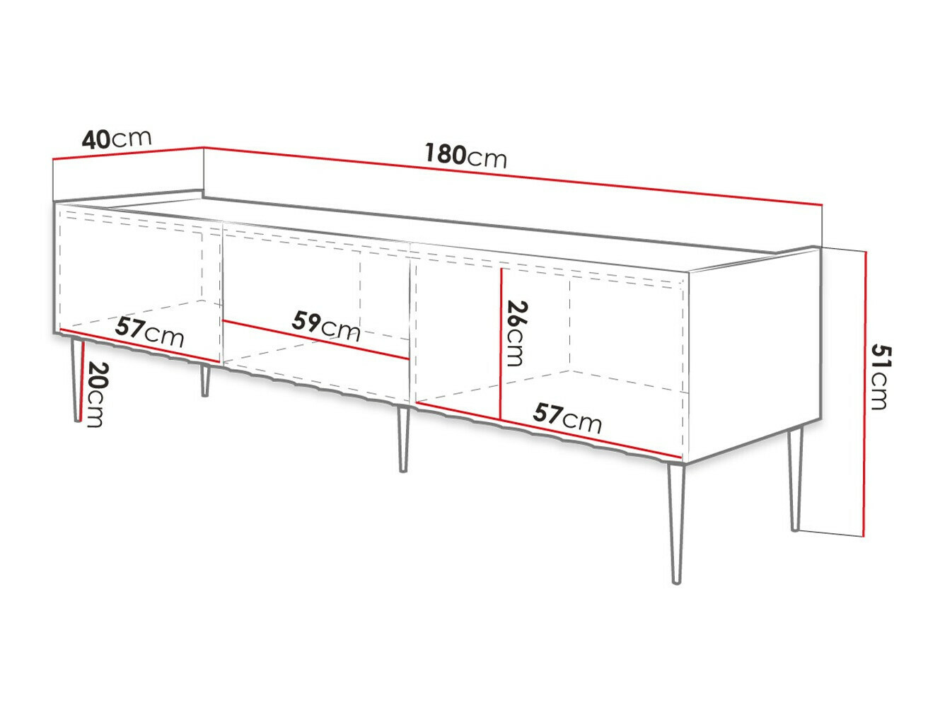 TV-állvány Merced B127 (Fényes fekete + Fekete)