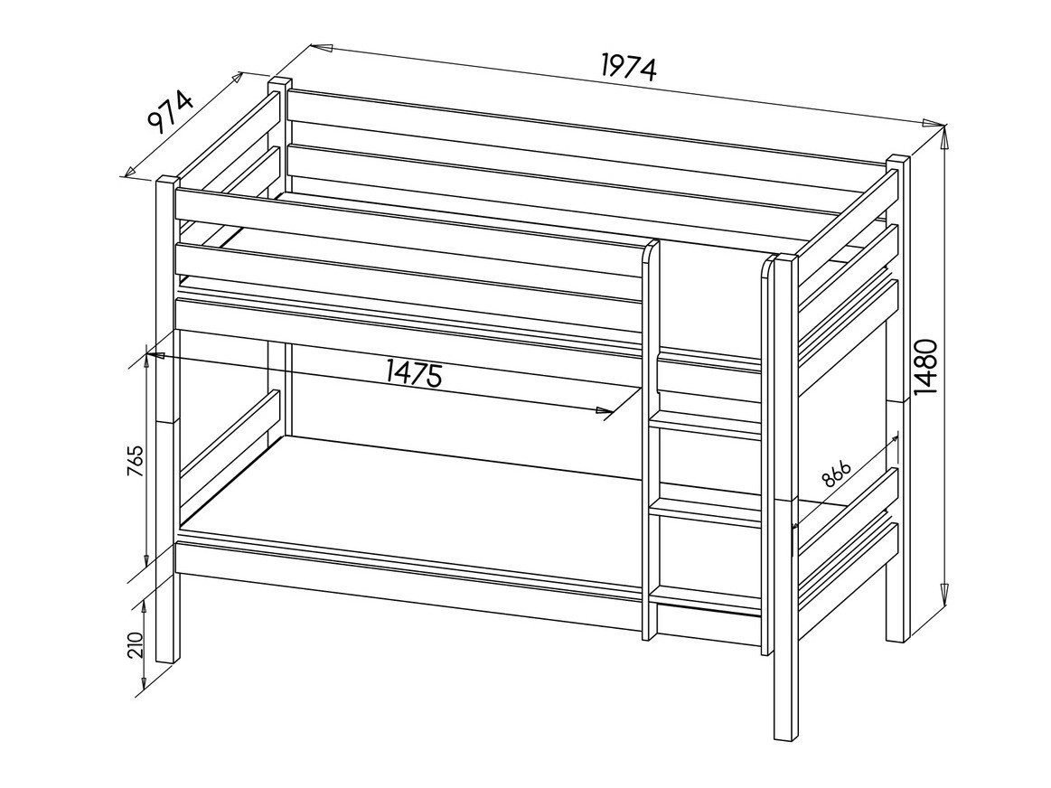 Emeletes ágy Ogden 163 (Antracit)