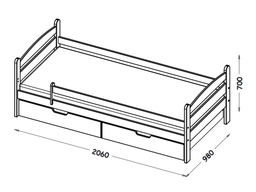 Ágy Ogden 166 (Világos fa)