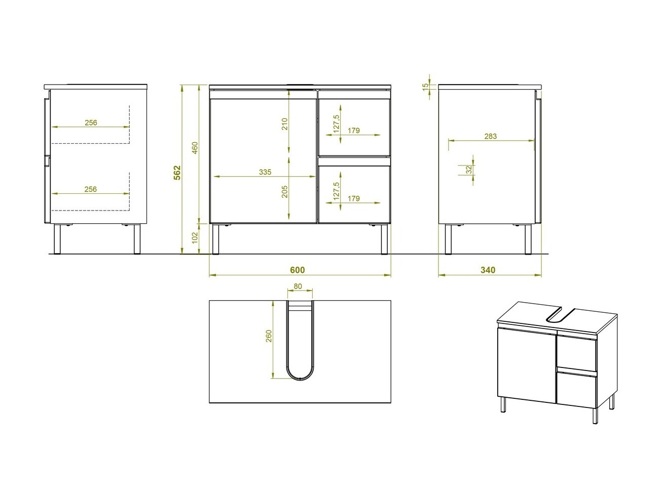 Mosdó alatti álló szekrény Levtalo 100